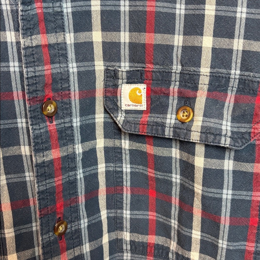 Carharrt Men’s Relaxed Fit Plaid Long Sleeve Work Shirt Blue Red XL Regular - Picture 6 of 7